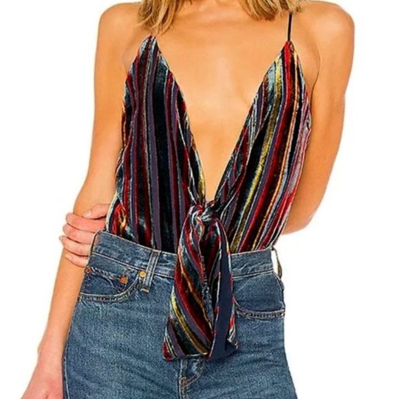 HOUSE OF HARLOW 1960 x REVOLVE Lauren Bodysuit in Velvet Stripes - Picture 6 of 8
